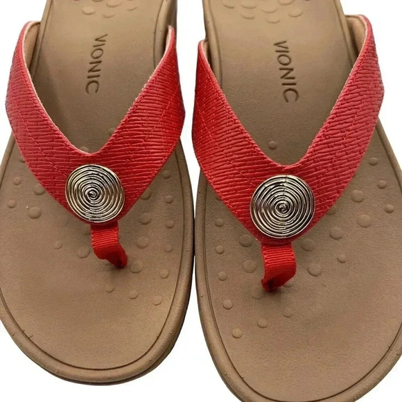 Vionic Pacific Pilar Woven Platform Thong Sandals Flip Flops Cherry Womens 10 - Picture 2 of 11